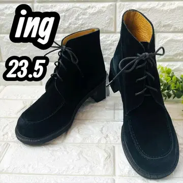 잉그 ing 부츠 레이스업 하프 부츠 블랙 블랙