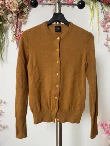 SpickandSpan 캐시미어 100% 크루넥 가디건 카멜