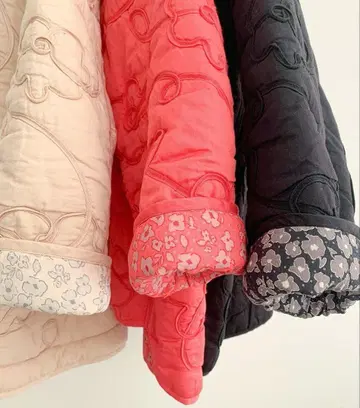 코드 자수 플라워 무늬 안감 퀼트 자켓