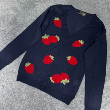 프랑슈리페 딸기 귀여운 가디건 네이비
