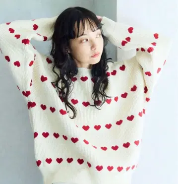 FREAK'S STORE 라인 하트 무늬 니트