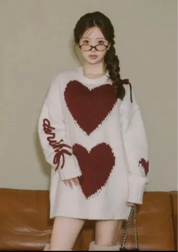 darich 하트 로고 로우게이지 니트 튜닉