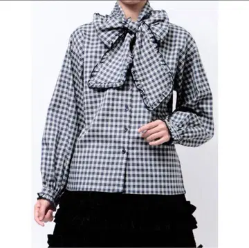 Merry Jenny 체크 타이 리본 블라우스