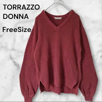 트라쪼돈나 버건디 볼륨 슬리브 코튼 스웨터