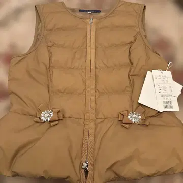 M'S GRACY 베이지 페플럼 다운 베스트 40 미사용 새상품