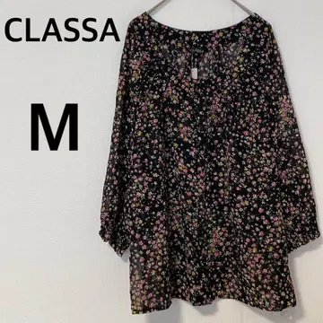 택 포함 새상품 클래사 CLASSA 긴팔 꽃무늬 블라우스 [ M ] 비침