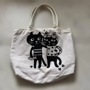 LALACUB Pebbly 고양이 패턴 토트백 미&요