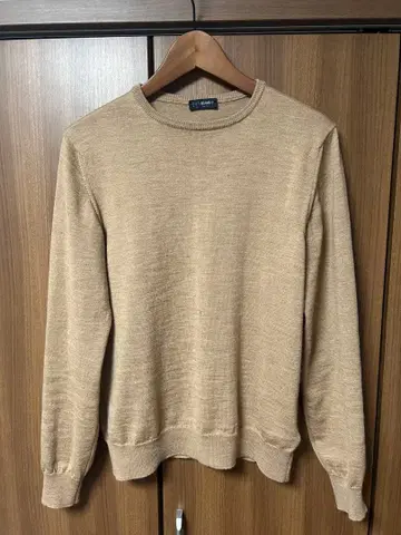 BEAMS F 메리노울 크루넥 스웨터 베이지