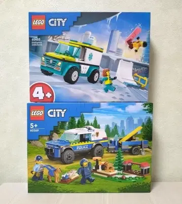 새상품 LEGO 시티 60403 경찰차 스노우보드 60369 경찰견
