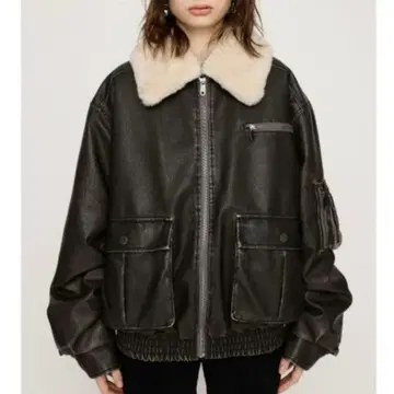 SLY VINTAGE F LEATHER S 블루종 BLK 완판템