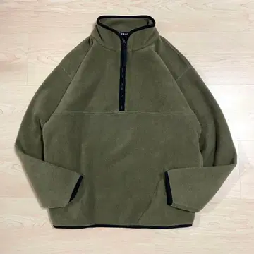 유니클로 올드 유니클로 하프 지퍼 플리스 M 올리브 카키