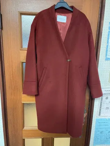 그린 라벨 릴랙싱 노카라 빨간색 자켓 울 혼방