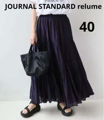 레리움 코튼 보일 크링클 캉캉 스커트 40 네이비 세탁 가능