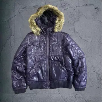 00s archive 다운 자켓 보라색 y2k 퍼 에나멜 그런지