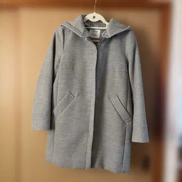 ikka 2WAY 후드 부착 노카라 그레이 코트