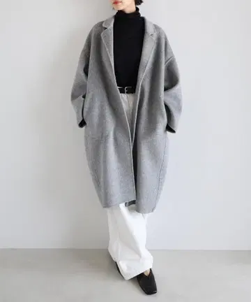 evernavy 리버 롱 코쿤 코트 에버네이비 라이트 그레이