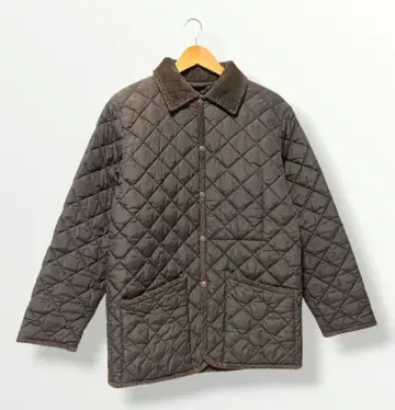 그린 라벨 충전솜 퀼팅 자켓 가벼운 코듀로이 옷깃 브라운