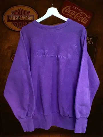 Champion 리버스 위브 USA제 자수 로고 퍼플