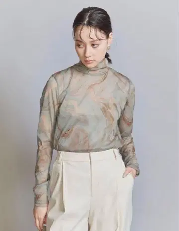 BEAUTY&YOUTH 시어 마블 터틀넥 상의