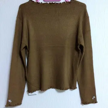 미사용품 갤러리 비스코티 리브 니트 브라운 긴팔