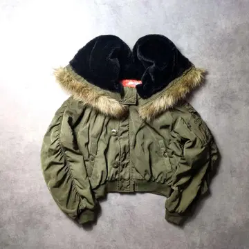 최종 가격 y2k N-2B 퍼 후드 짧은 기장 플라이트 자켓