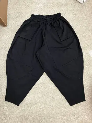 멜란지 블랙 사루엘 팬츠 허리밴딩