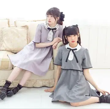 유메텐보 디어마이러브 셋업풍 둥근 카라 원피스