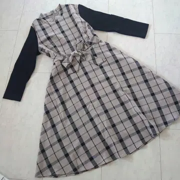 원피스 무릎 기장 롱 체크