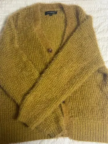 오버 사이즈 모헤어 가디건 머스타드