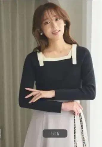 페루 [세탁 가능] 숄더 리본 풀오버 니트 블랙