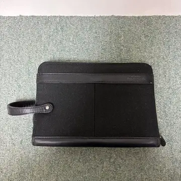 블랙 캔버스 가죽 클러치백