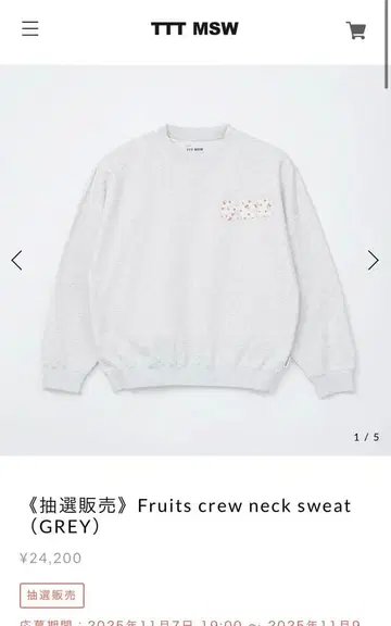 Fruits crew neck sweat (GREY)
