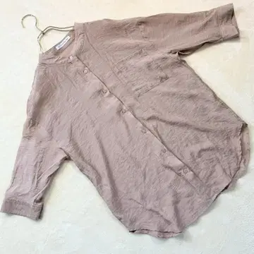 에이지플러스 노카라 셔츠 오부소매 브라운 계열 F 여성용 상의