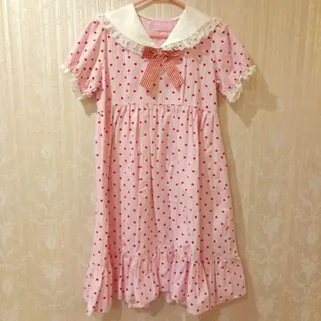 나일 퍼치 하트 플로키 프린트 체크 원피스