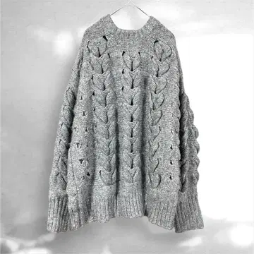 자라 니트 케이블 짜임 긴팔 스웨터 큼직한 그레이