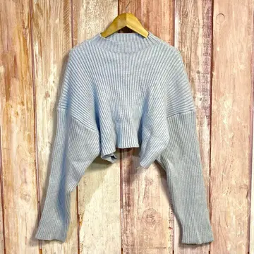 미사용 보관품 자라 ZARA 여성용 숏 기장 니트 긴팔 라이트 블루