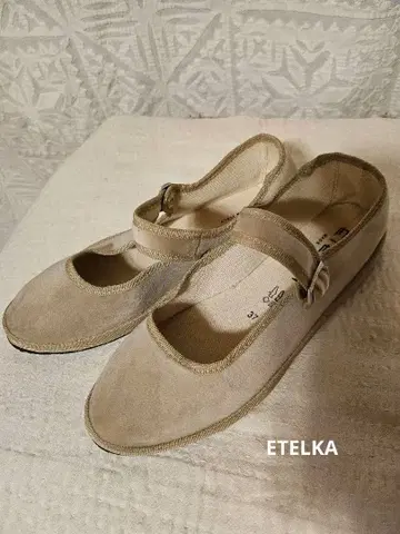 ETELKA 베이지 스트랩 발레 슈즈 37 이탈리아제