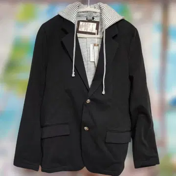 블랙 스트라이프 후드 자켓 M