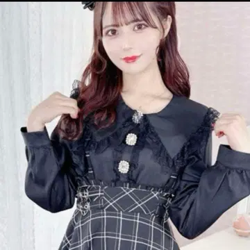 MARS 세일러 카라 비쥬 프릴 블라우스 블랙