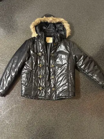 y2k 그런지 파이어맨 퍼 다운 자켓 광택 짧은 기장 헤이세이 갸루