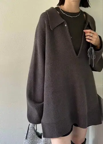 mystic 브라운 빅 실루엣 니트