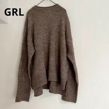 [ 그레일 ] 긴팔 니트 돌먼풍 루즈핏 슬릿 브라운 캐주얼