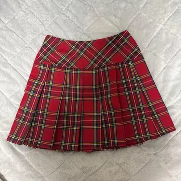 빨간색 체크 무늬 플리츠 스커트와 화이트 셔츠 세트 AKB 분장