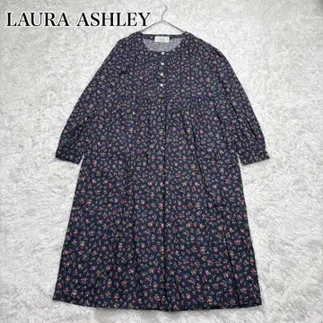 [ 새상품급 ] 로라 애슐리 롱 원피스 꽃무늬 장미 네이비 코튼