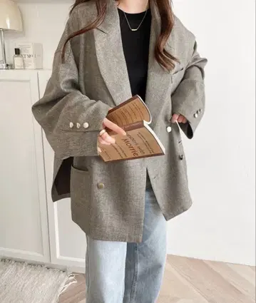 사이드 슬릿 오버 사이즈 더블 자켓 클래식 엘프