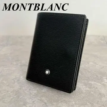 새상품급 몽블랑 카드 홀더 화이트 스타 지갑 포함 가죽 블랙