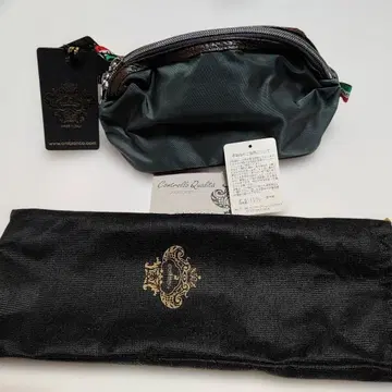 택 포함 미사용 새상품 이탈리아 Orobianco 올리브 컬러 파우치