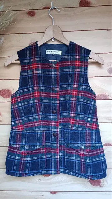 vintage 빈티지 울 체크 베스트