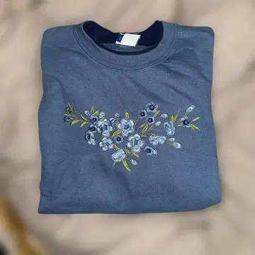 90s 맨투맨 꽃 블루