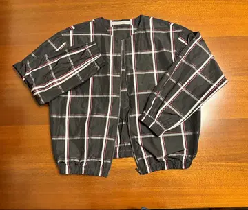 나일론 자켓 블랙 그레이 체크 무늬